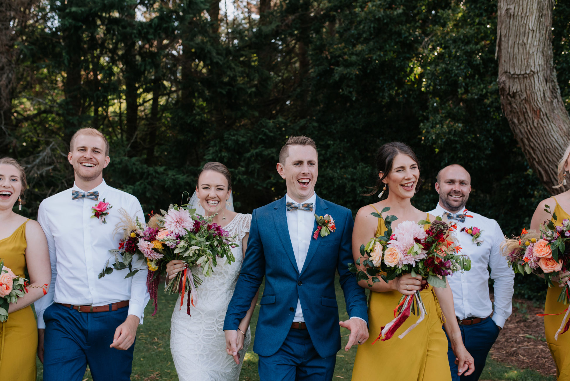 wedding couple with friends